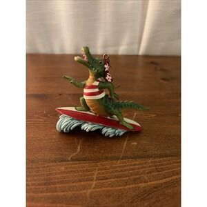 Vacationing Alligator Figurine Ornament Resin Surfer